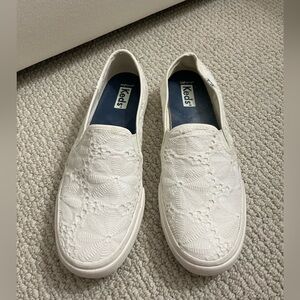 Keds -White Floral Eyelet Slip-Ons